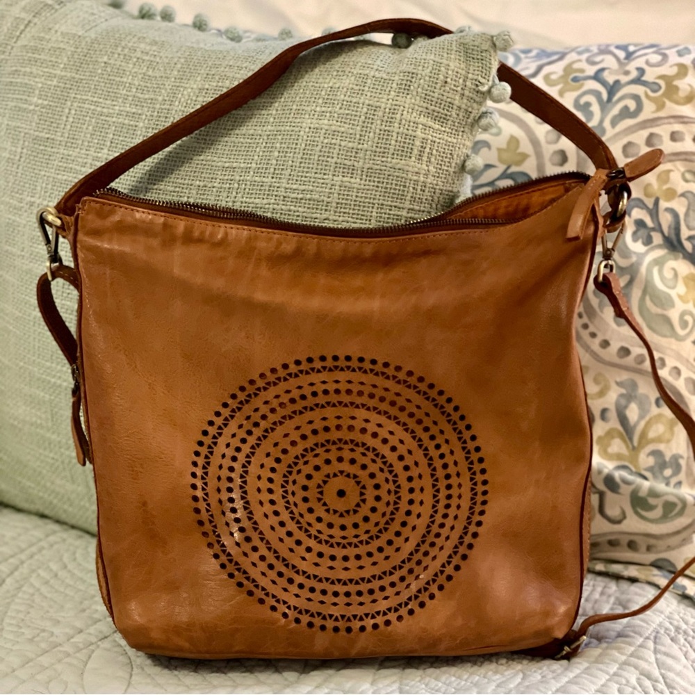 Leather Hobo Handbag - EUC